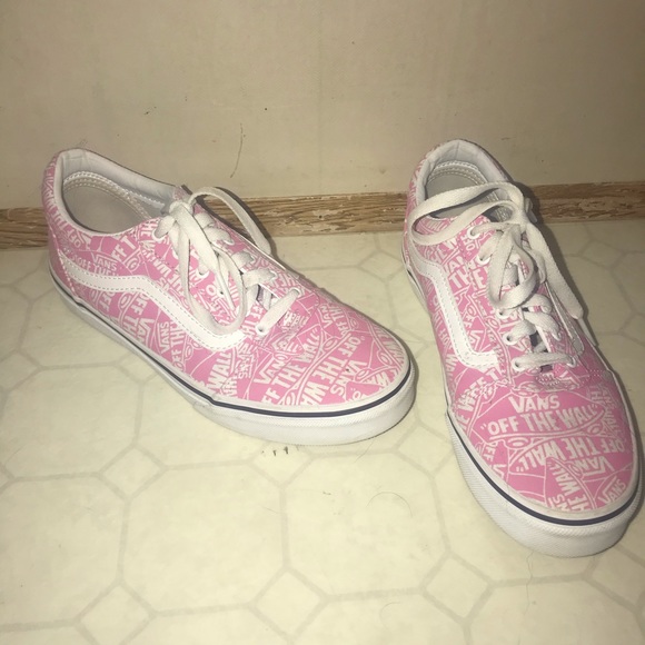 Vans Pink Logo Sneakers - Youth Size 5 (womens 6) - Picture 1 of 5